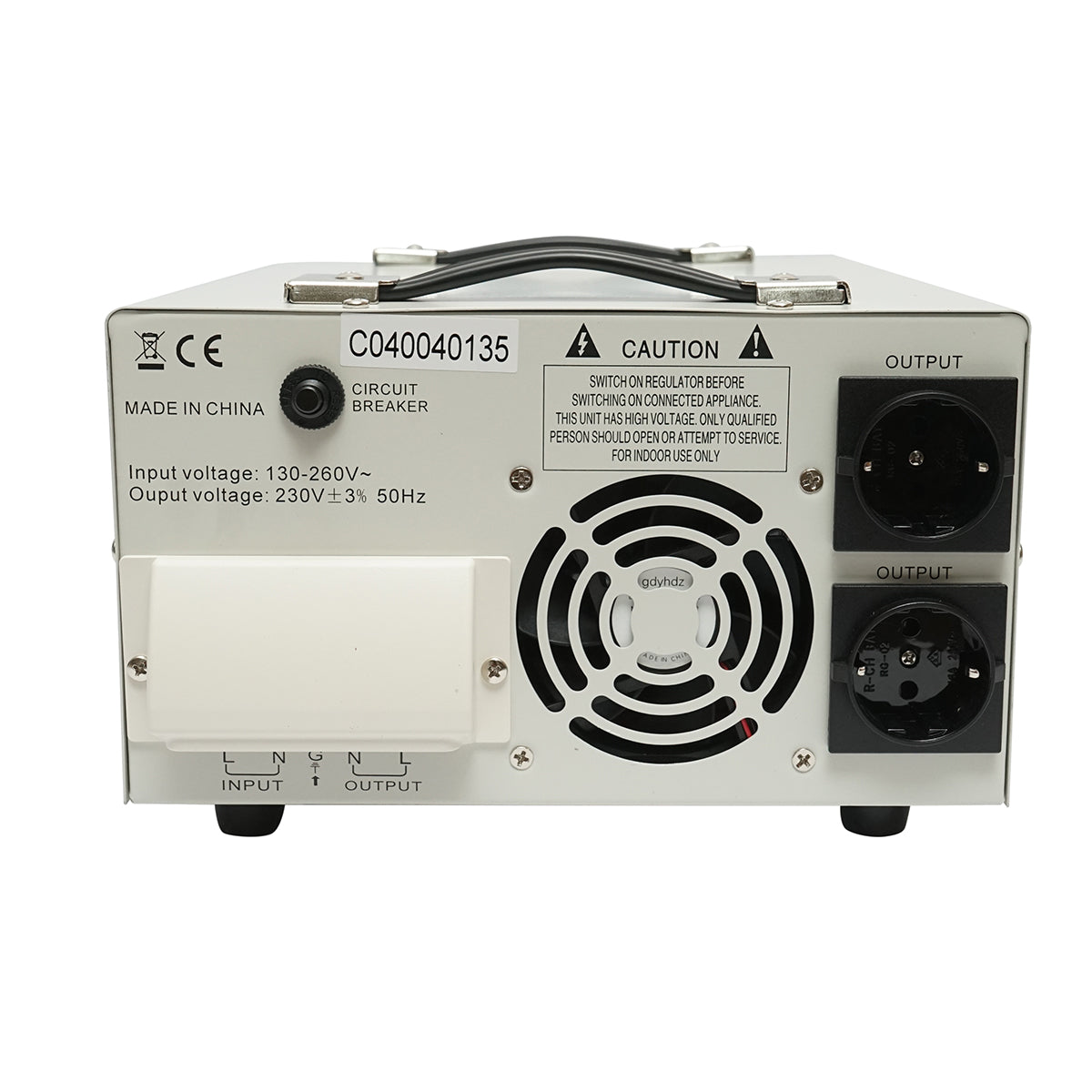 Stabilizzatore di tensione automatico 5200VA con servomotore monofase, 2 prese schuko 230V, display LCD Breckner Germany