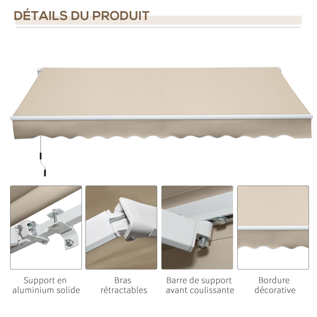 Tenda da sole retrattile manuale ¨C Xylo ¨C Alluminio e poliestere impermeabile 3,5x2,5m Beige