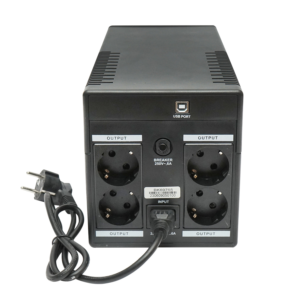 UPS 1000VA / 600W con batterie 2×7Ah, 4 prese Schuko, LCD, USB, AVR Breckner Germany