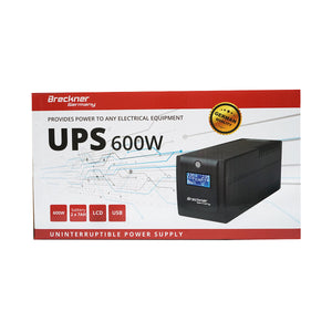 UPS 1000VA / 600W con batterie 2×7Ah, 4 prese Schuko, LCD, USB, AVR Breckner Germany