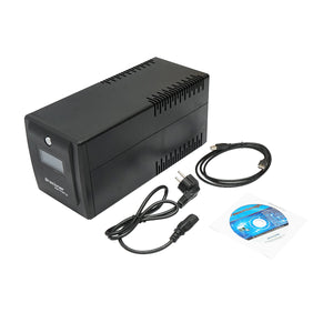 UPS 1000VA / 600W con batterie 2×7Ah, 4 prese Schuko, LCD, USB, AVR Breckner Germany