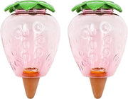 Set di 2 grandi palloni per l'irrigazione di piante da interno - 500 ml - Design fragola - Riserva idrica per piante - Decorazione da giardino per vacanze