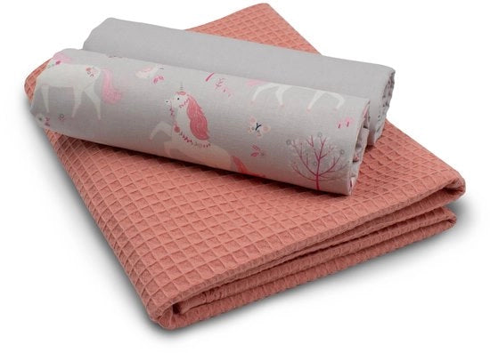 Set di tessuti wafelpiqué e cotone coordinati con tessuto a wafel 100% cotone Tex Standard 100 (Unicorn Set80)