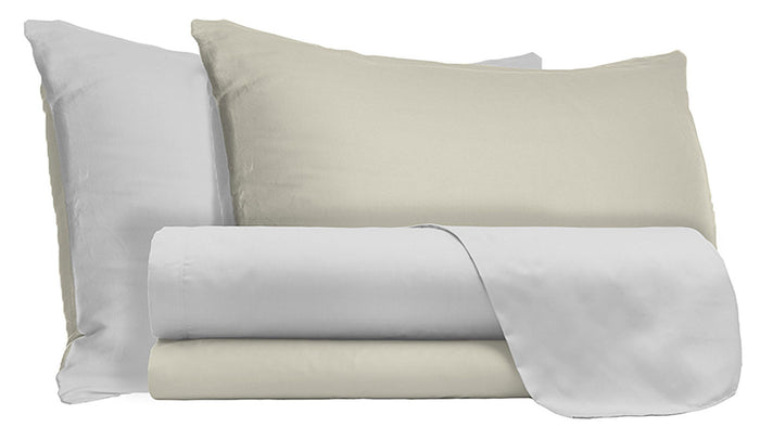 Set Lenzuola Singolo Sopra Sotto e Federe Doubleface Grigio Chiaro/Panna