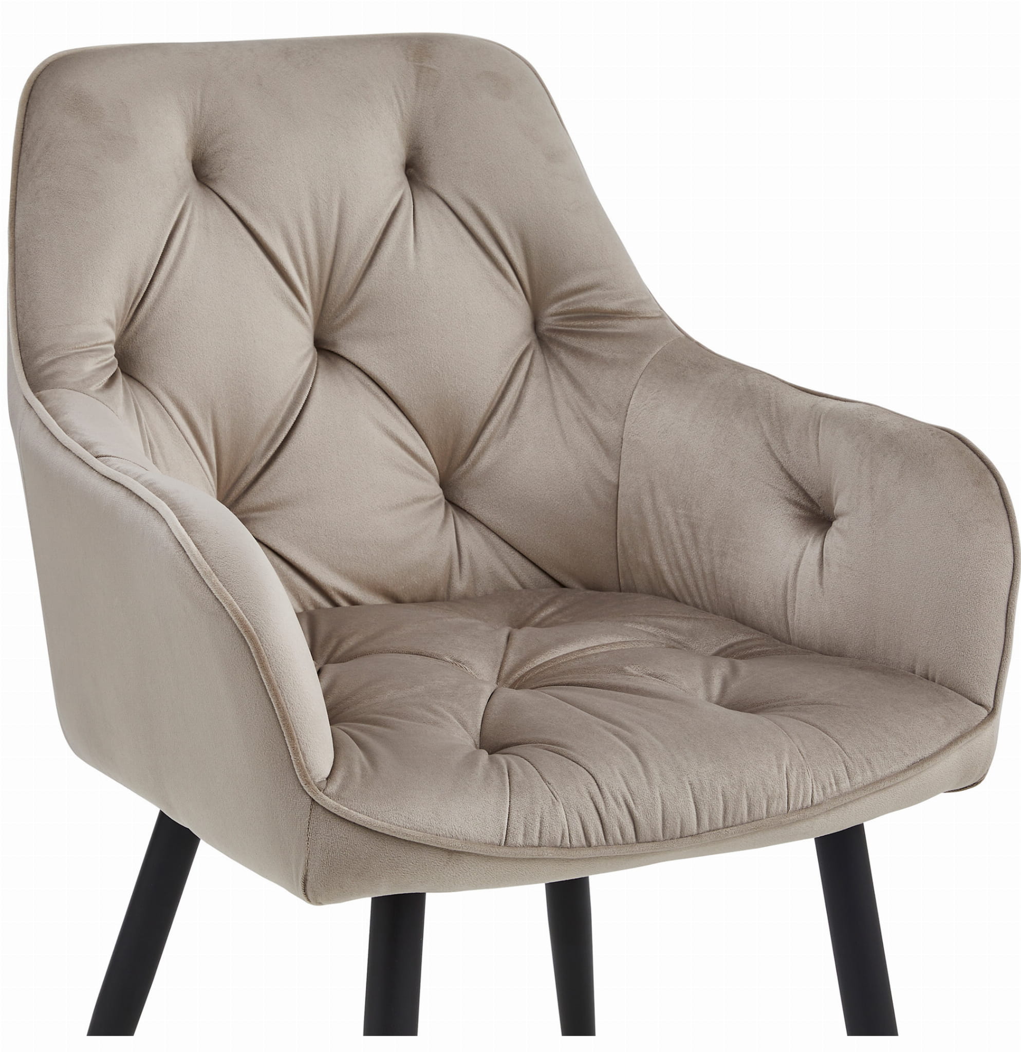 Sedia da pranzo Valora LUKK - Velluto beige scuro con gambe nere x1