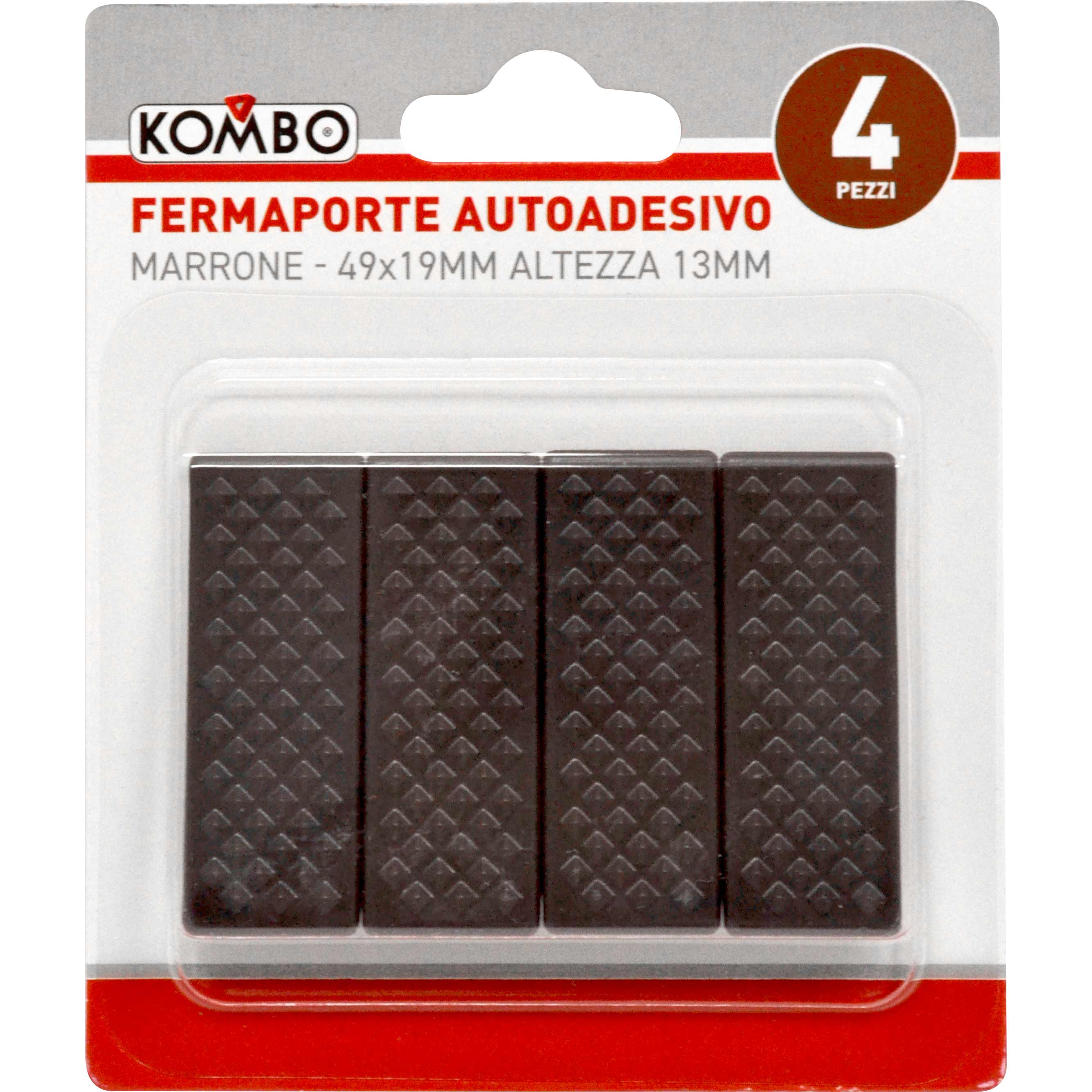 Set 4 pez fermaporte trapezoidale plastica autoadesivo small colore marrone