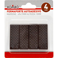 Set 4 pez fermaporte trapezoidale plastica autoadesivo small colore marrone