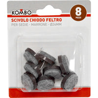 SET 8 PZ SCIVOLO CHIODO FELTRO PER SEDIE GRIGIO