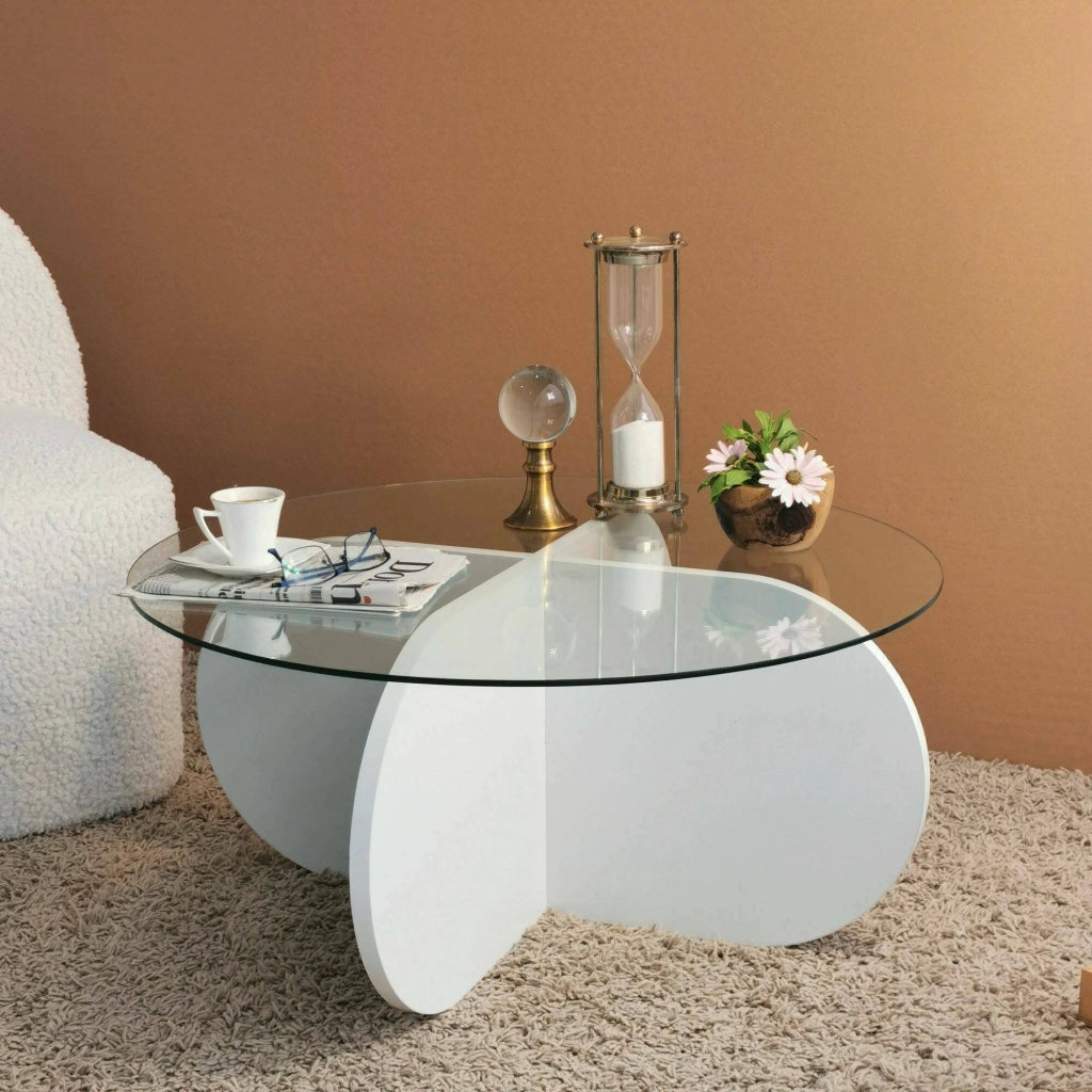 Nila, Tavolino da Salotto Forma Rotonda, 75x75x35h cm Bianco