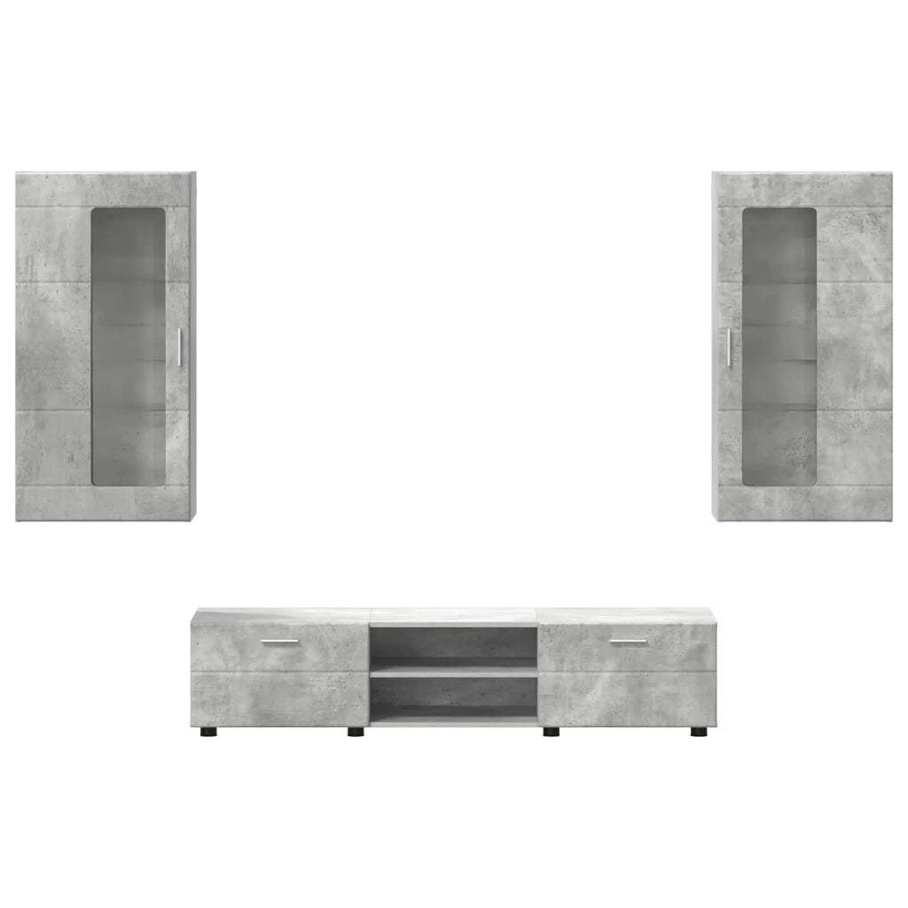Set mobile TV FLORIN 3 pcs Grigio cemento Legno multistrato 3397927