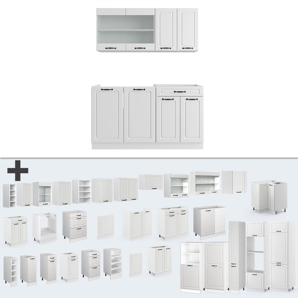 Vicco Cucina componibile Casa di campagna bianca/bianco 140 cm , PL Antracite
