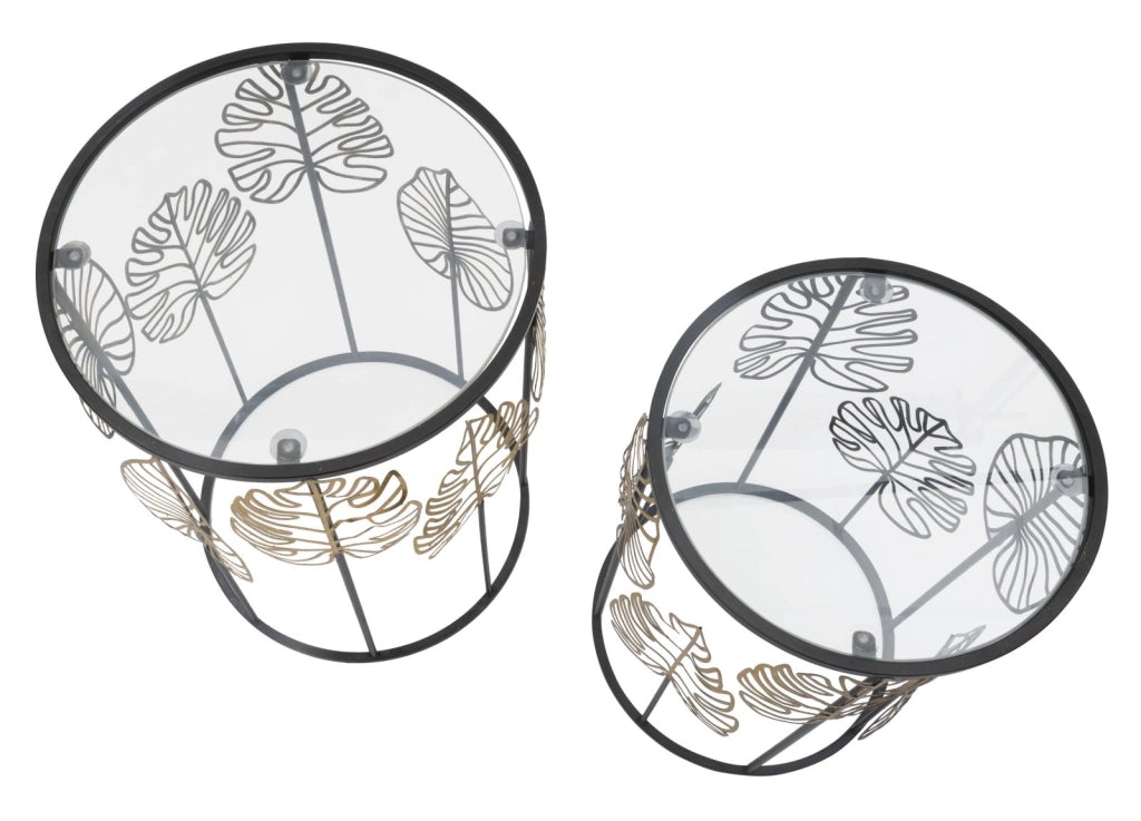 TAVOLINETTI FOGLIE GLAM COPPIA CM � 38X55-33X50