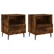 Set di 2 Comodini | Armadio da Notte | Mobiletto da notte Rovere Fumo 40x35x47,5 cm in Legno Multistrato
