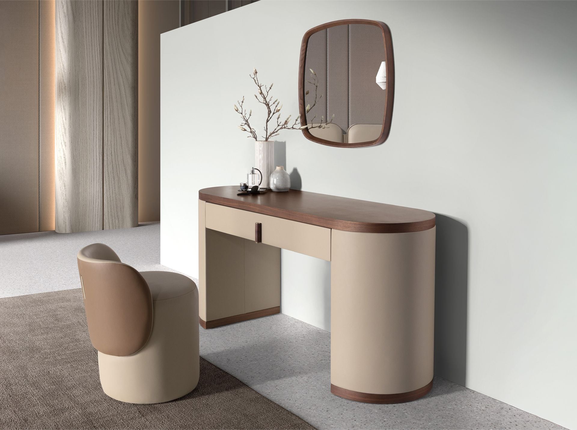 Specchio quadrato da parete in noce