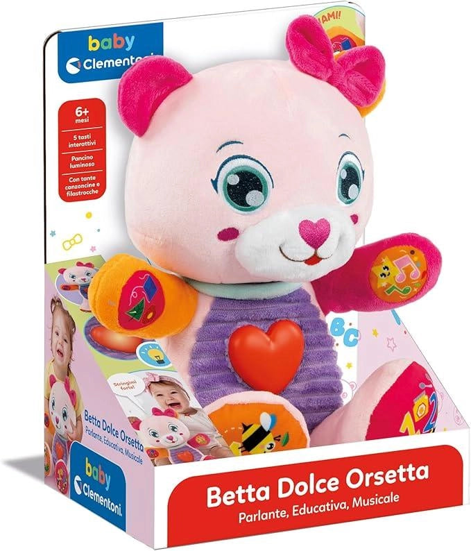 Betta Dolce Orsetta, Peluche Interattivo Parlante per Bambini, Centro attivita Che Stimola Lo Sviluppo Sensoriale e Cogn