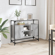 Credenza Piano Vetro Grigio Sonoma 98x35x81cm Legno Multistrato 846072