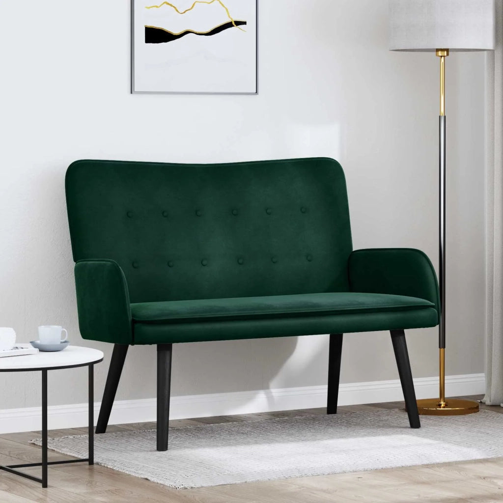 Sofa a Due Posti Verde Scuro 115 x 61 x 87 cm Velluto 42028915