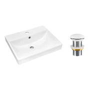 Lavabo da appoggio rettangolare 60x40 cm bianco lucido in ceramica con piletta clic-clac inclusa