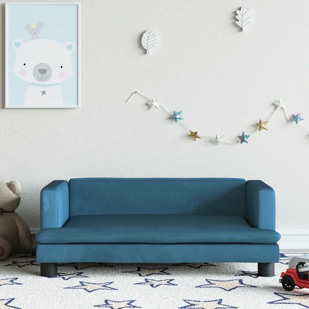 Divano per Bambini-Sofa-Divanetto Blu 80x45x30 cm in Velluto