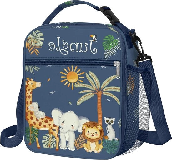 Borsa Pranzo per Bambini - Scatola Pranzo Isolata con Orecchietta per Bicchieri per Ragazzi e Ragazze in Scuola - Design Giraffa