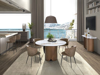 Consolle ovale a semicerchio in marmo porcellanato e acciaio color bronzo