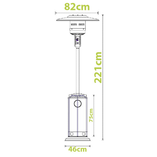 Marvin Stufa a gas Sunshine bombola gpl Fungo da Esterno portatile con ruote acciaio 20mq giardino patio riscald Marrone