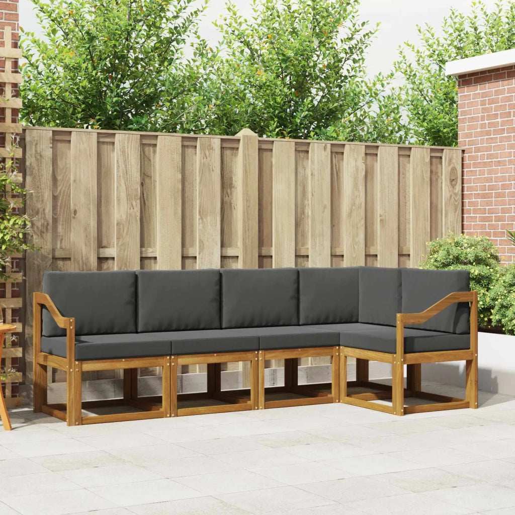 Set di divani da esterno con cuscino 5 pcs Naturale e Antracite
