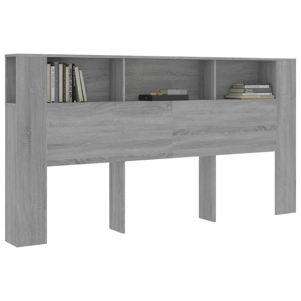 Testiera con Contenitore-Testiera con Ripiani Grigio Sonoma 200x18,5x104,5 cm