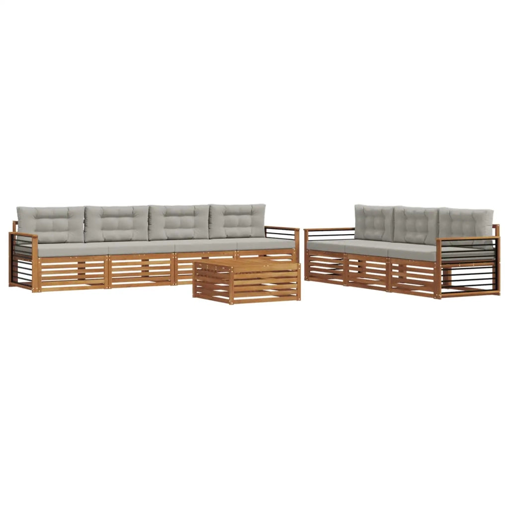 Set di divani da esterno 8 pcs Grigio Naturale e Chiaro
