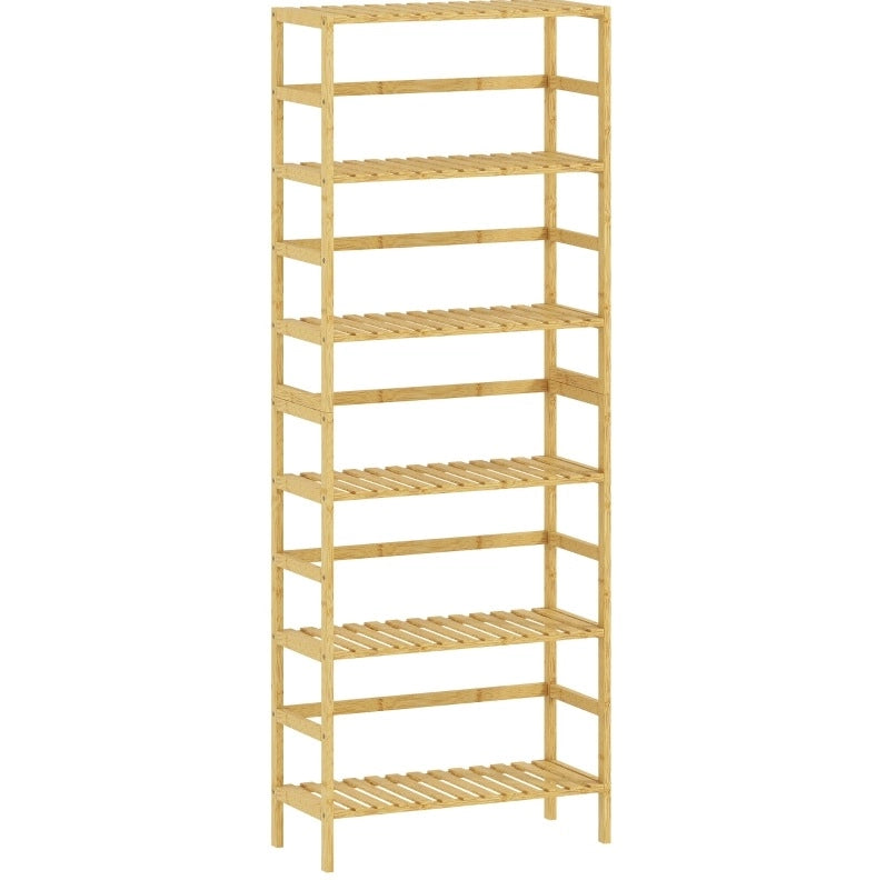 Scaffale portaoggetti da terra 60x26x161 cm in bambù naturale， 6 ripiani