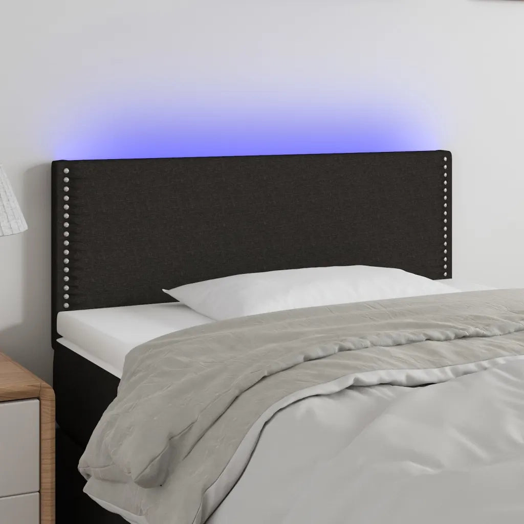 Testiera | Testata a LED Nera 100x5x78/88 cm in Tessuto