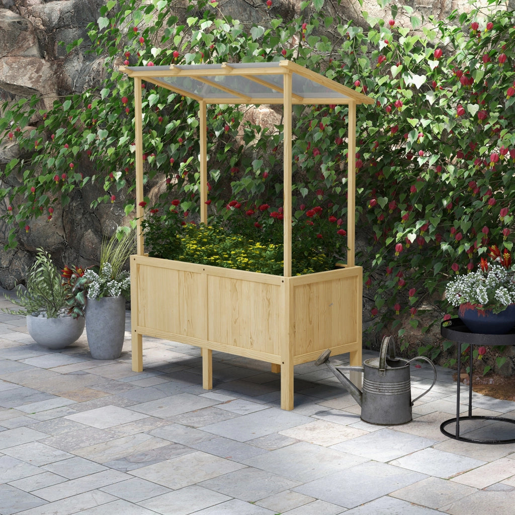 Hochbeet da giardino con tetto ¨C zephmum ¨C in legno di abete, 110x60x152 cm
