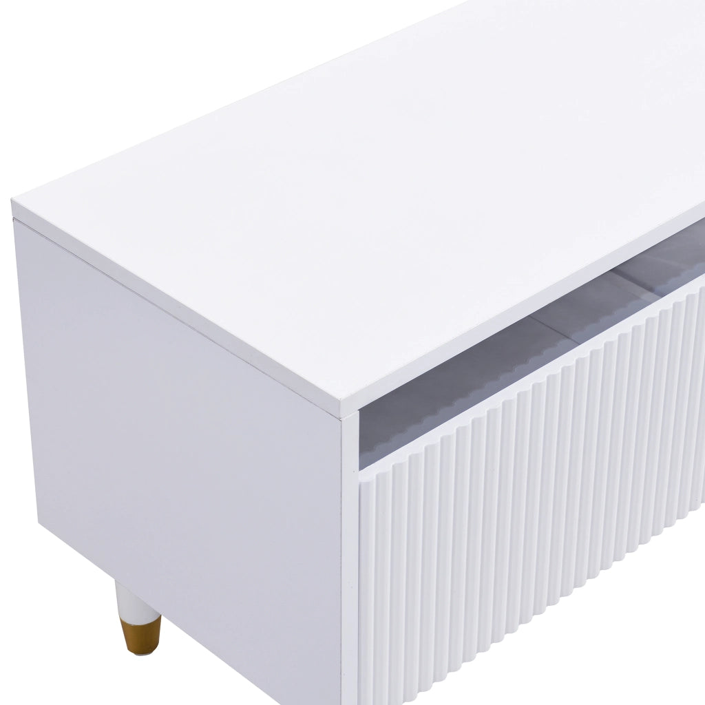 OKWISH Mobile TV con 4 Cassetti e Passacavi, Design Minimalista per Soggiorno, in MDF, Bianco, 178 x 35 x 45 cm