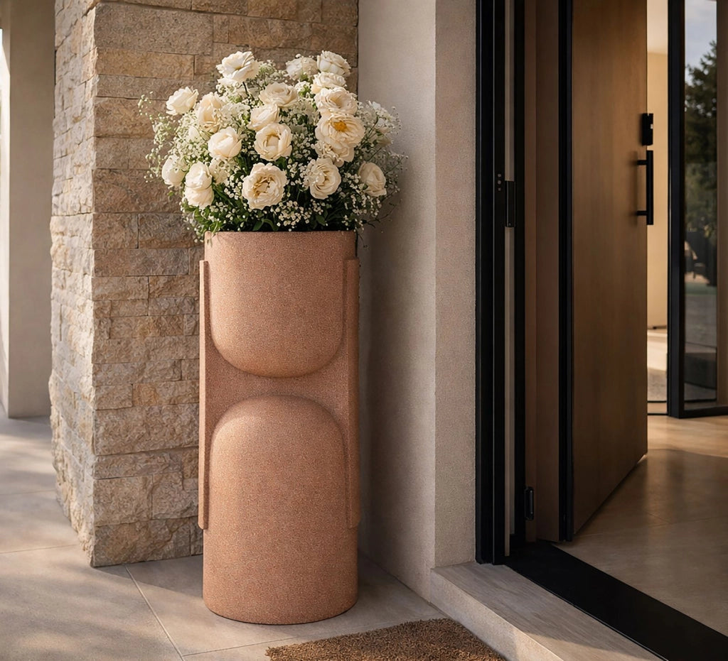 Porta Vaso da Esterno Nui 38x36x91 cm in Resina Rosso