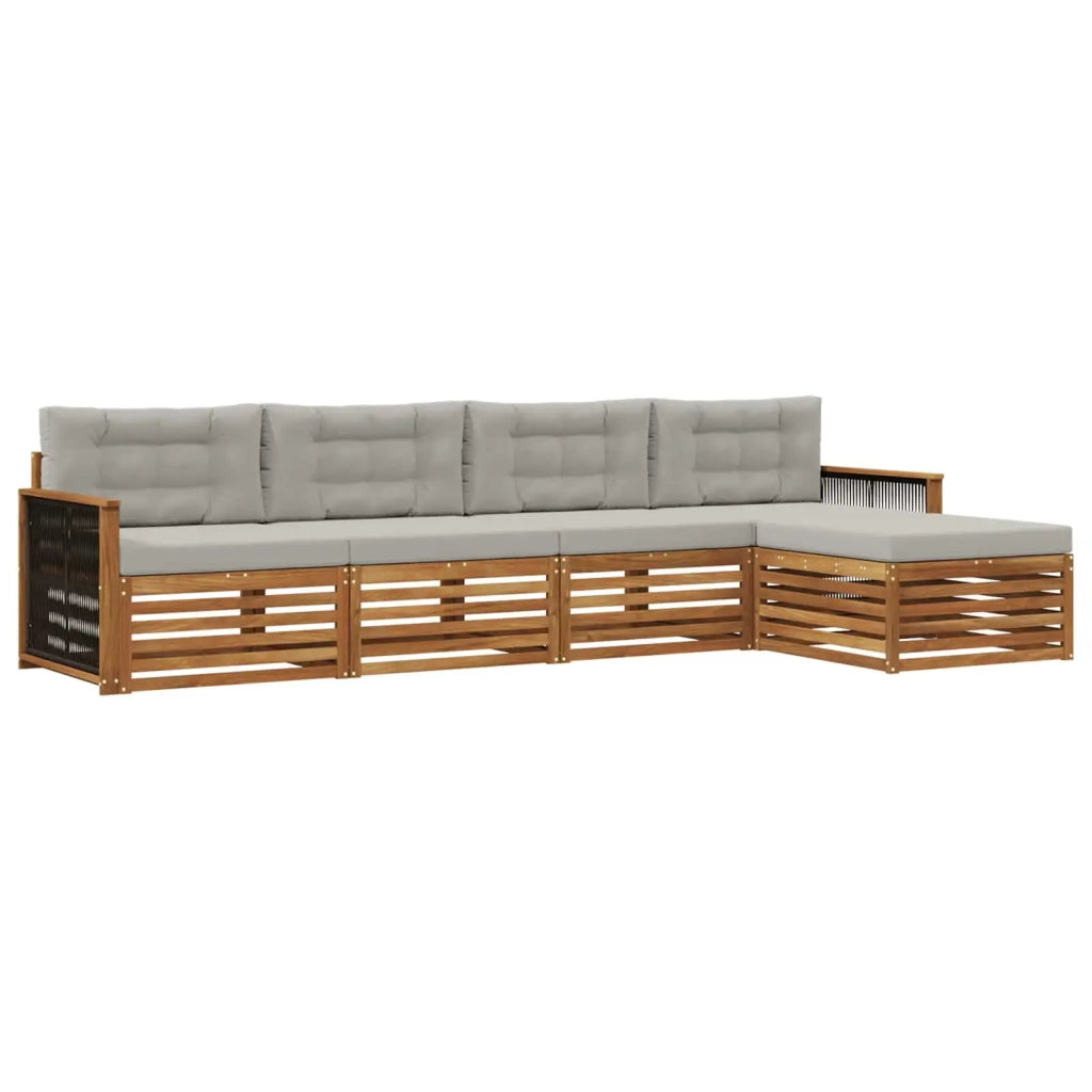 Set di divani da esterno 5 pz Naturale e Grigio Chiaro 3383234