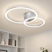 ZMH Plafoniera moderna 2 anelli LED argento 23W 4000K per soggiorno cucina camera da letto ufficio