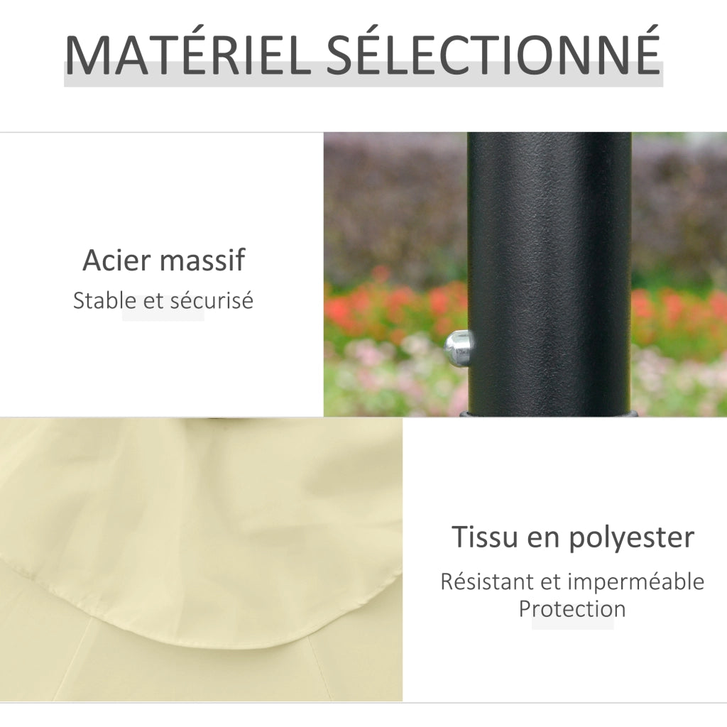 Ombrellone da Giardino ¨C Zephmum ¨C Beige, Acciaio, ?265 cm