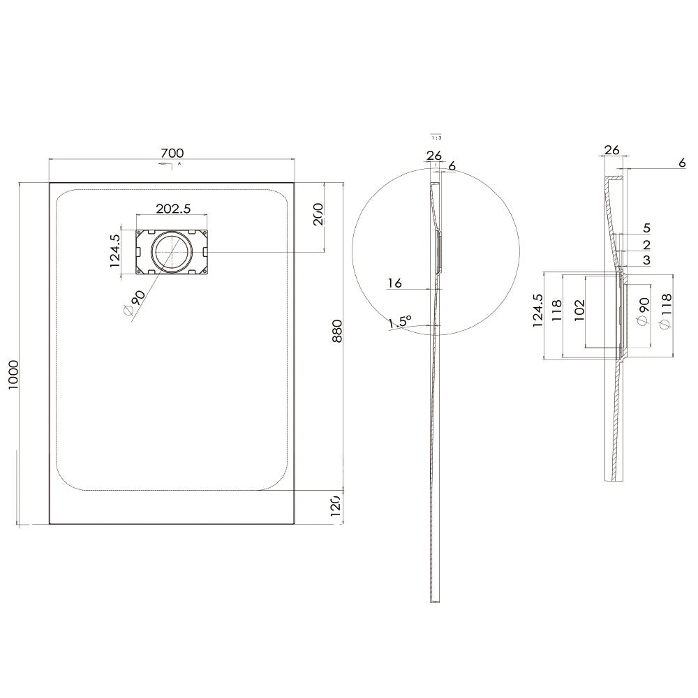 Piatto Doccia 90x160 cm Effetto Pietra Stone Bianco