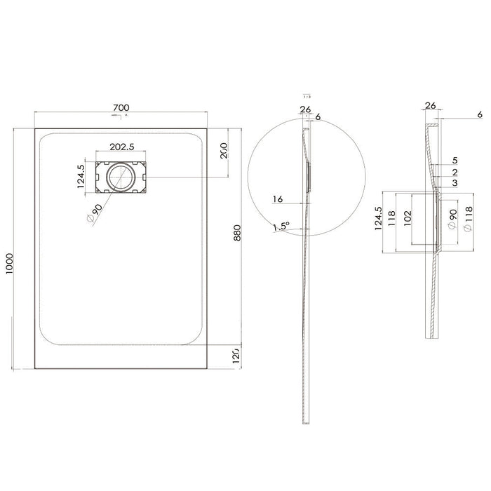 Piatto Doccia 70x140 cm Effetto Pietra Stone Bianco