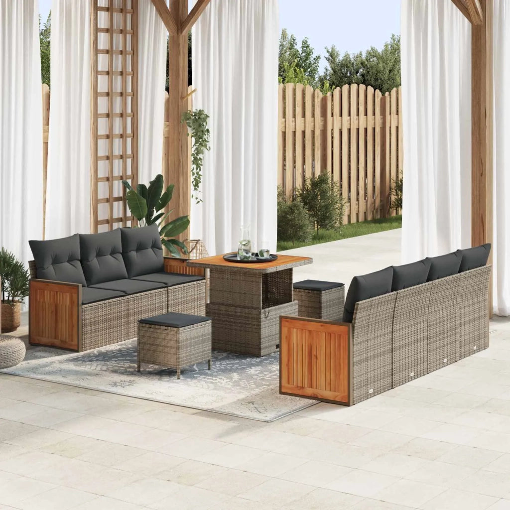Set Divano da Giardino con cuscino 10 pcs Grigio 3363138