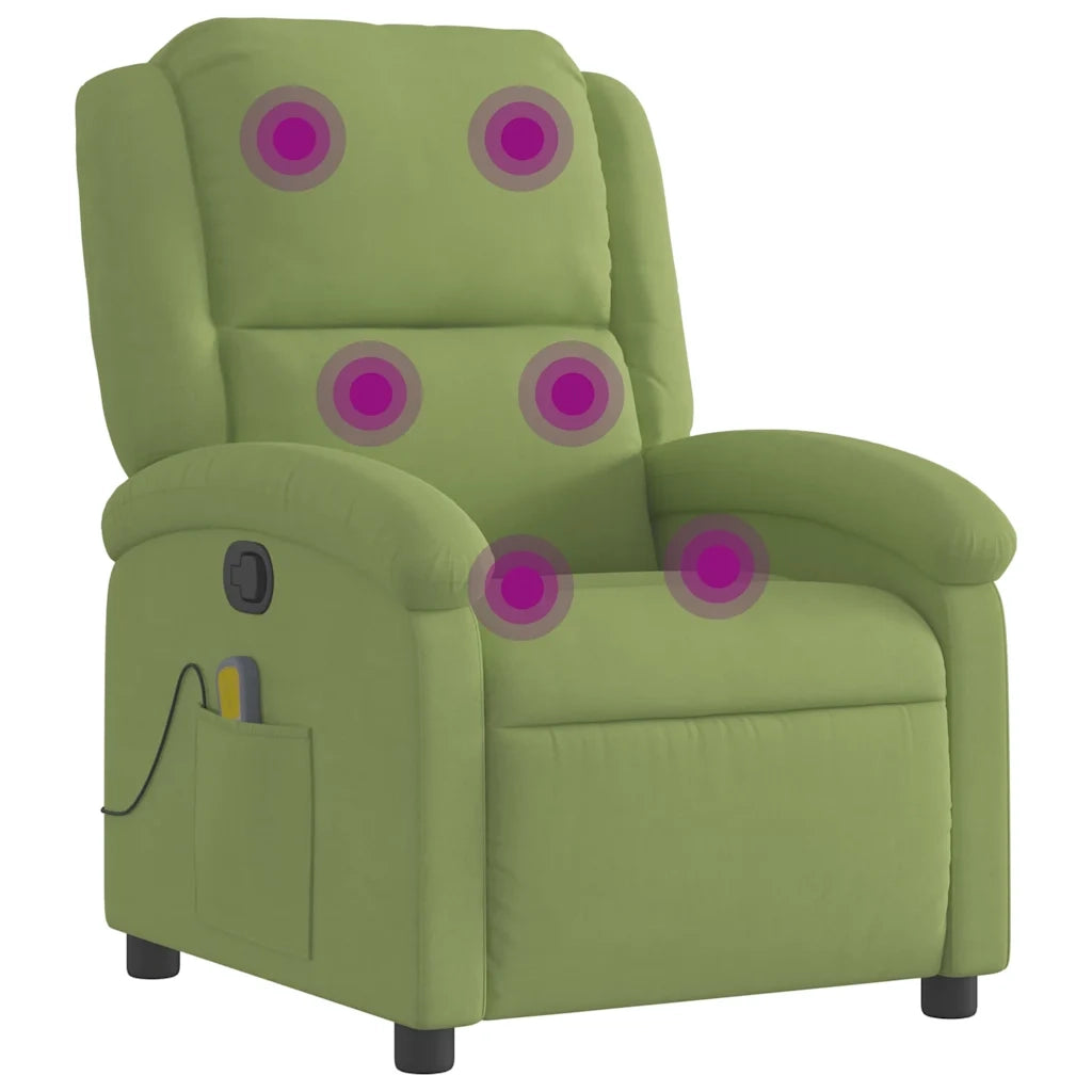Poltrona Massaggiante Reclinabile Verde Chiaro in Velluto 371811