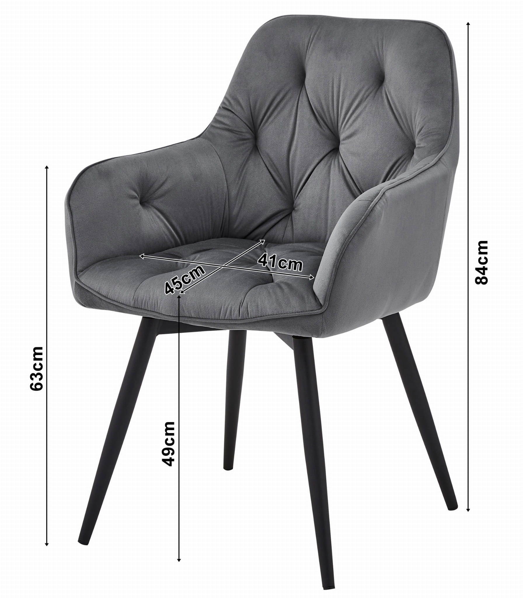 VALORA LUKK360 Sedia girevole in velluto - Nero x 1