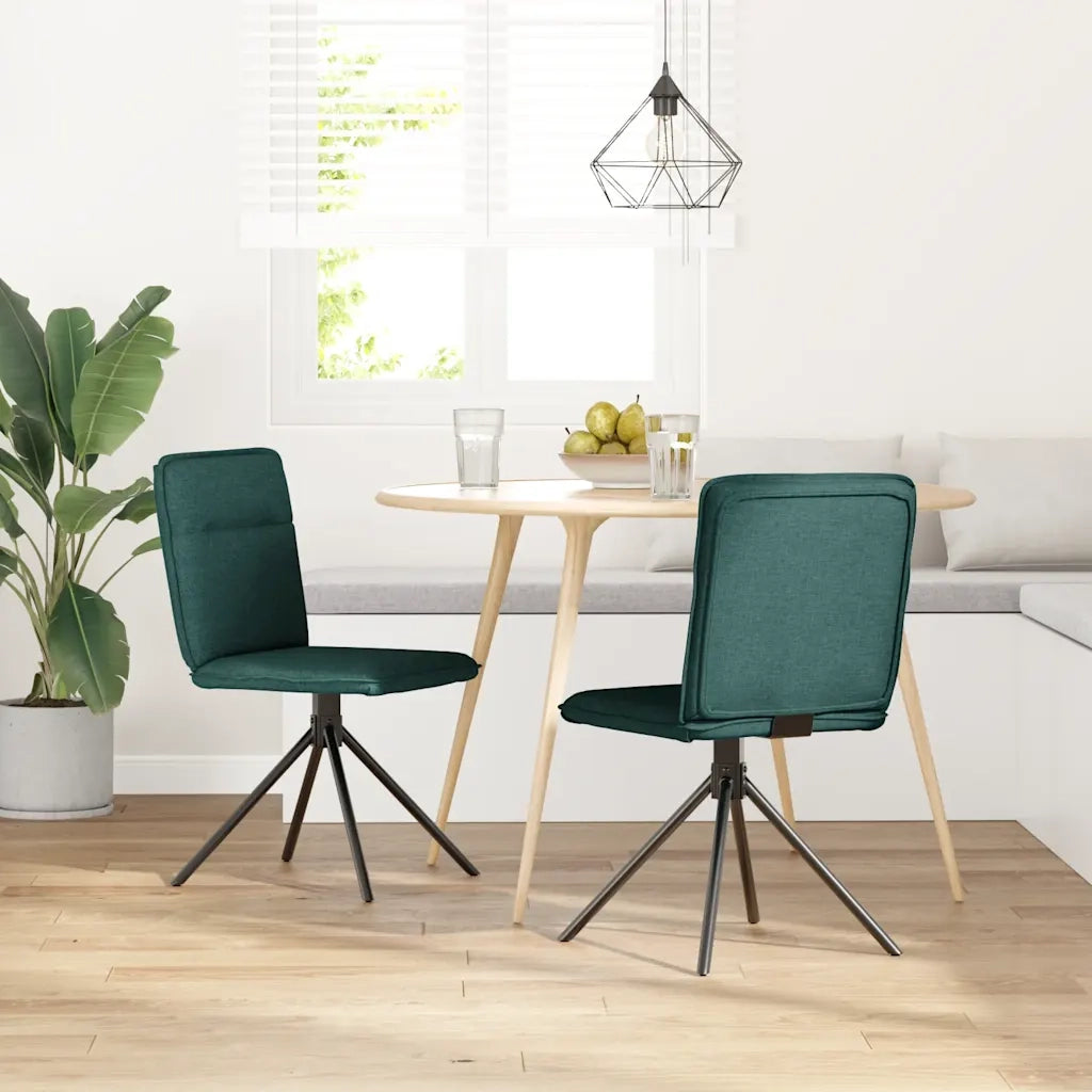 Sedie da Pranzo 2 pz Verde Scuro in Tessuto 4101237