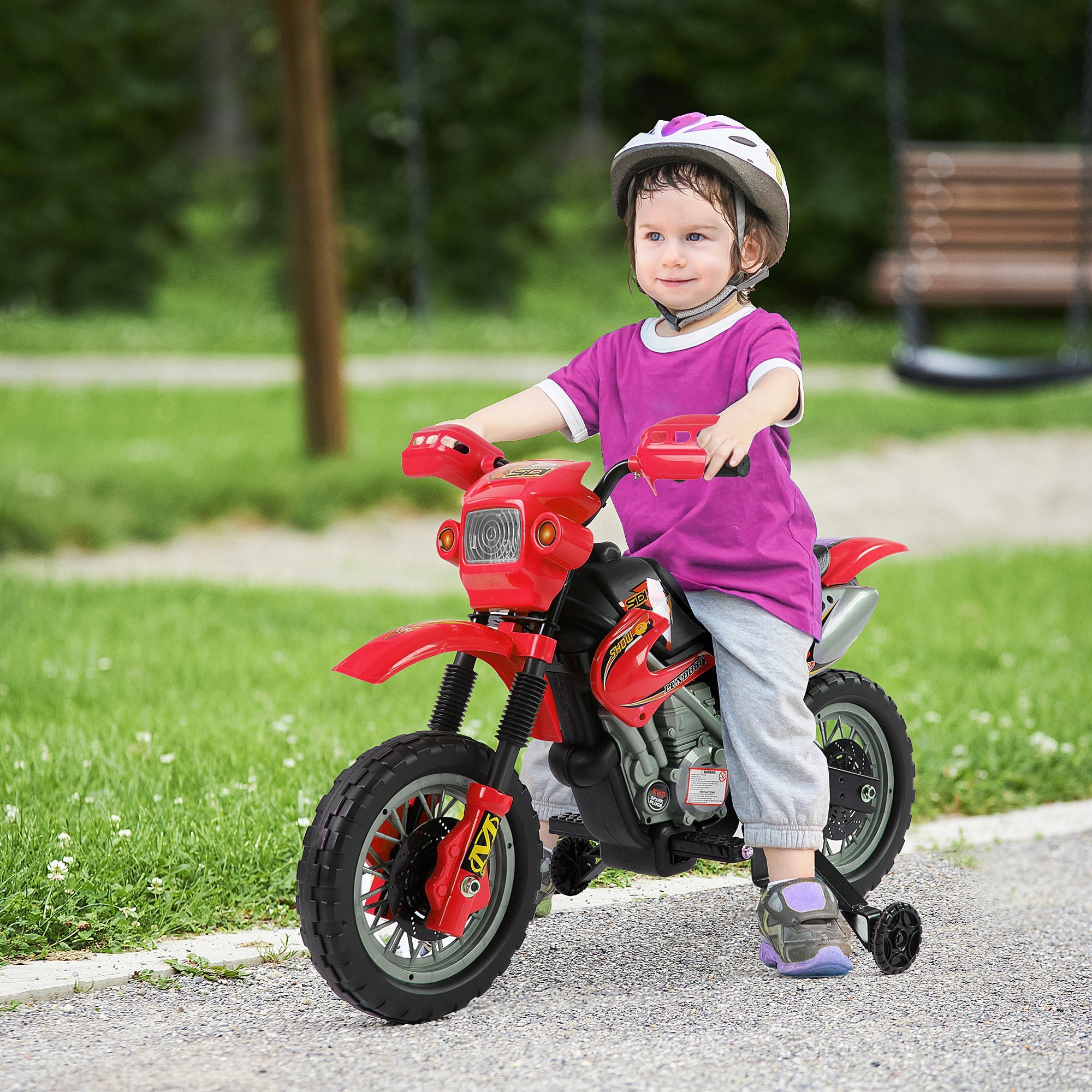 Moto Elettrica per Bambini 6V in Plastica PP Rosso e Nero