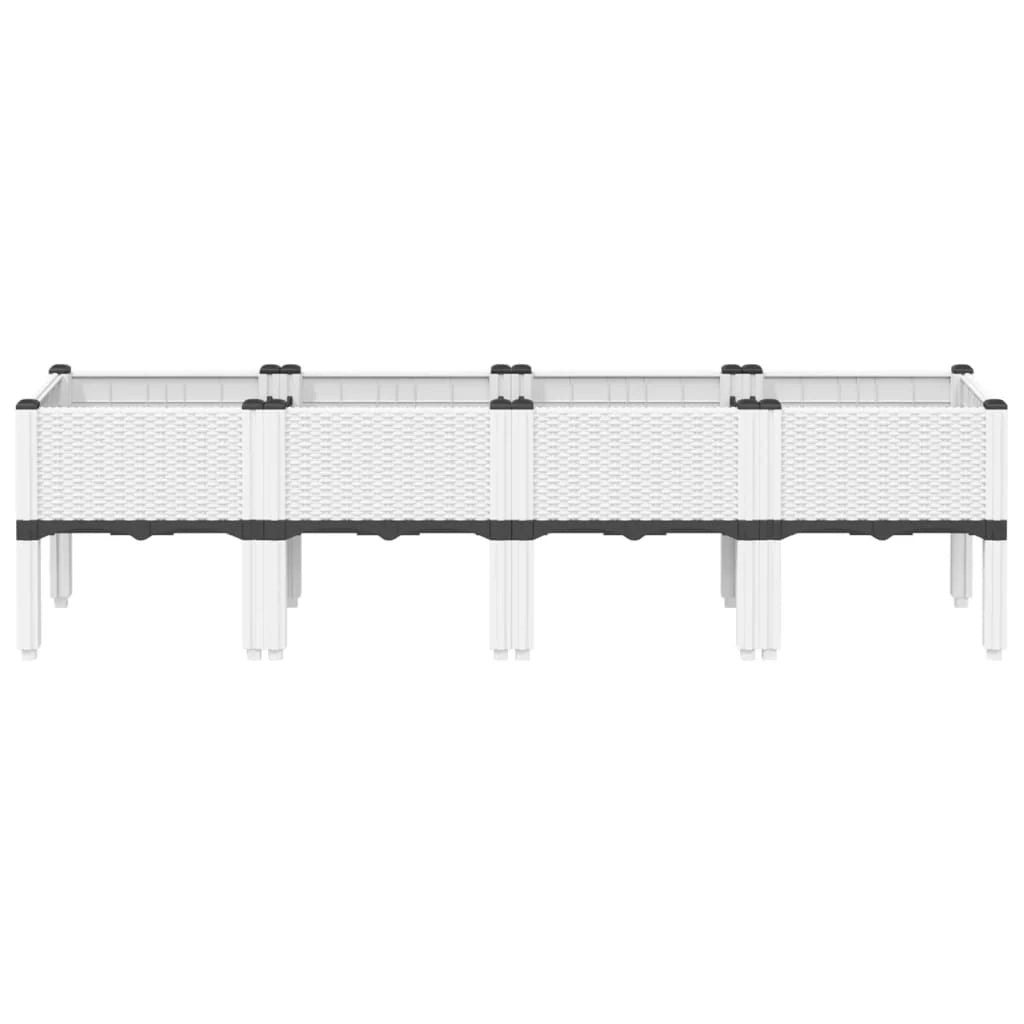 Fioriera rialzata per piante fiori patio giardino con gambe 160 x 40 x 42 cm PP bianco 02_0038157