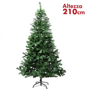 Trade Shop - Albero Di Natale 210cm Rami Pino Verde Super Folto Base A Croce In Metallo -