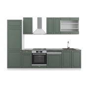 Cucina componibile Fame-Line Verde-oro rustico/Bianco 300 cm senza piano di lavoro Vicco
