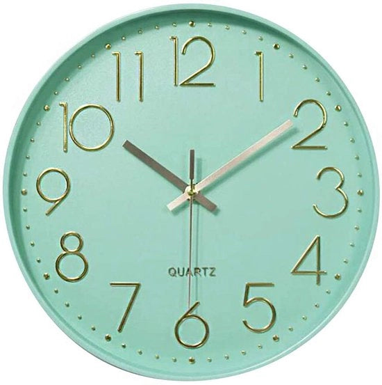 Orologio da parete moderno 30 cm, non marcatore, orologio da cucina, orologio da ufficio in quarzo per classe, salotto, camera da letto (verde menta)