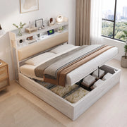 Letto matrimoniale contenitore 180x200 cm con USB, bianco