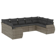 Set Divano da Giardino 9 pz con Cuscini Grigio in Polyrattancod mxl 114204